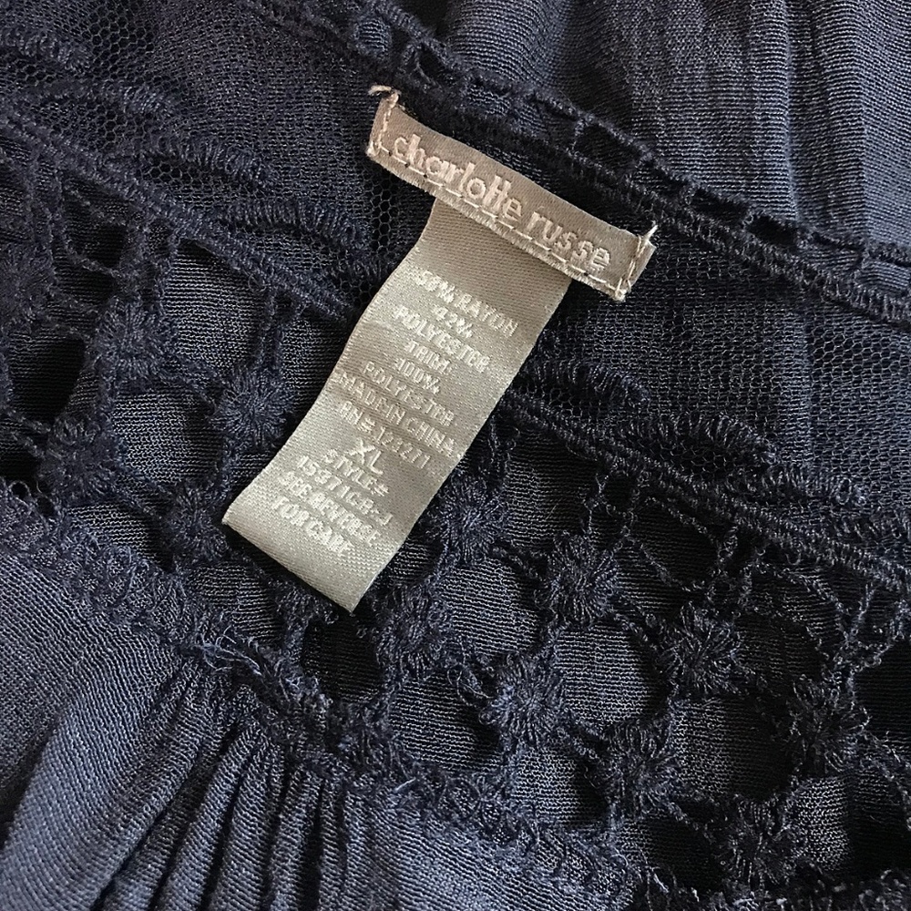 Charlotte Russe XL Navy Sheer Lace Top Shirt    🐝 - Picture 4 of 5
